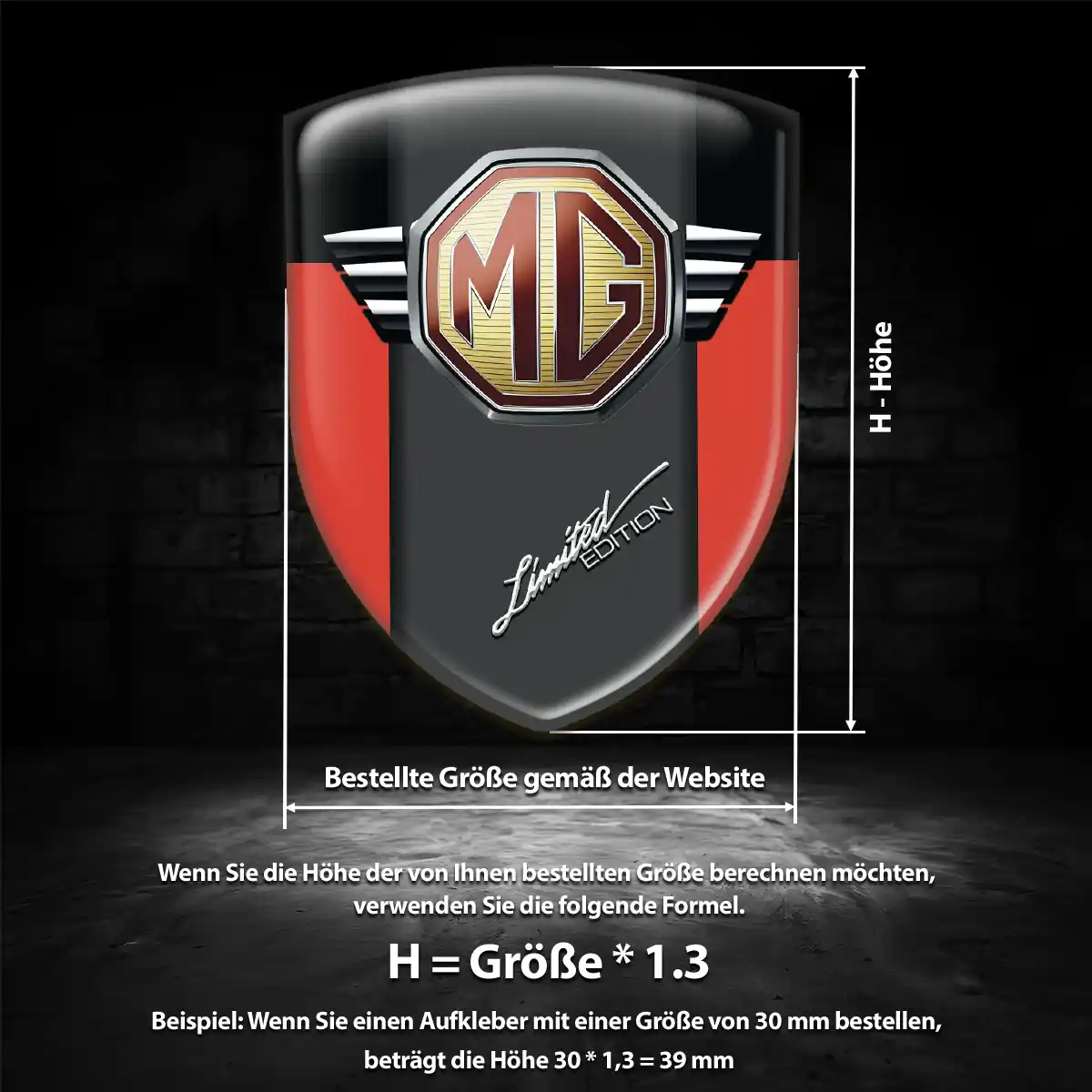 MG Aufkleber 3D Gel Emblem Auto Limitierte Auflage