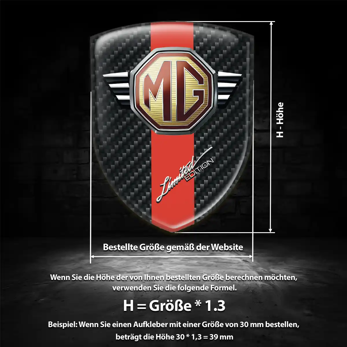 MG Aufkleber 3D Gel Emblem Edles Design