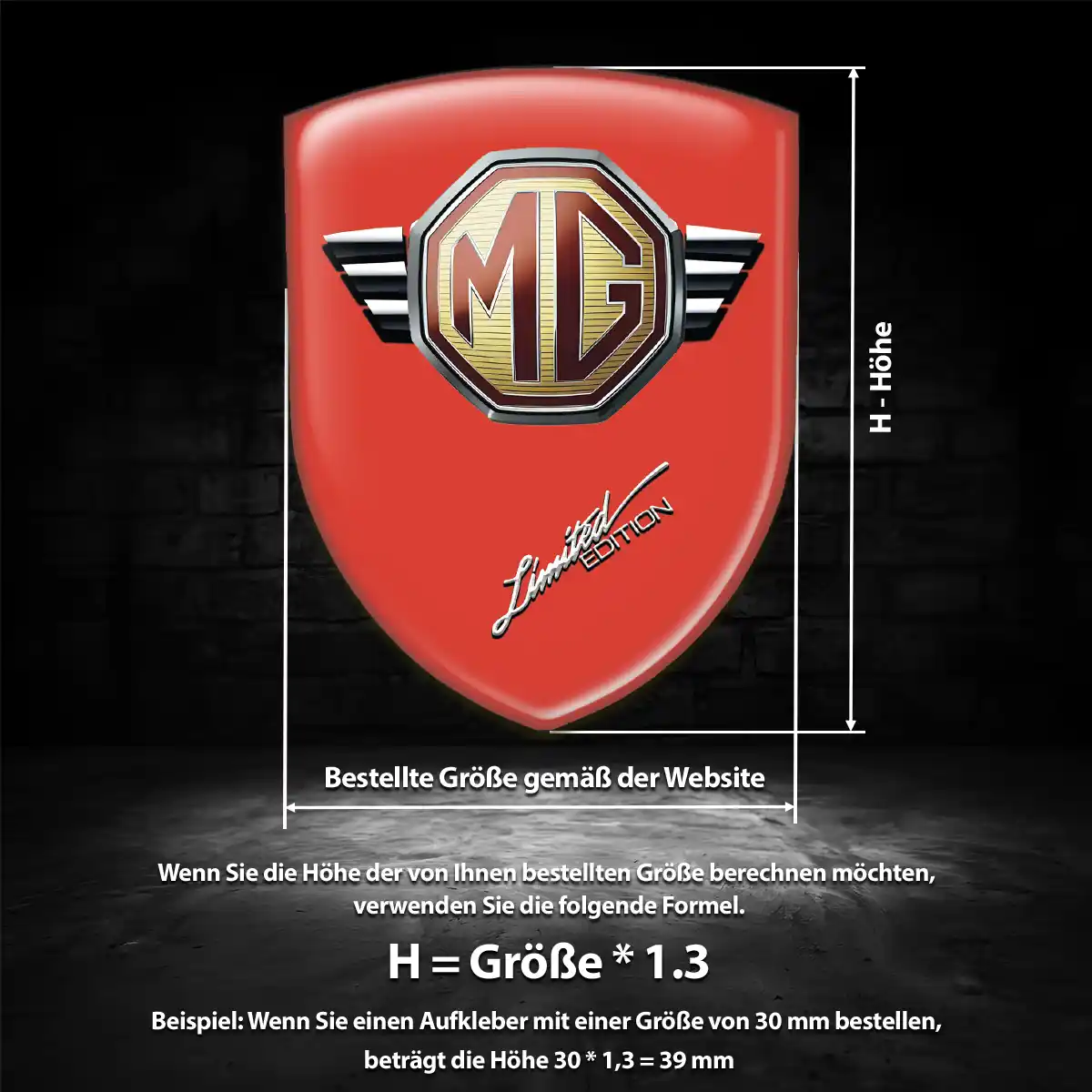 MG Aufkleber 3D Gel Emblem Limitierte Auflage