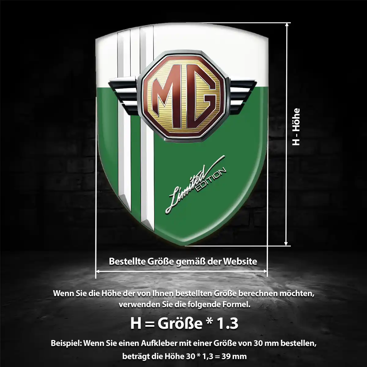 MG Aufkleber 3D Gel Emblem Modernes Design