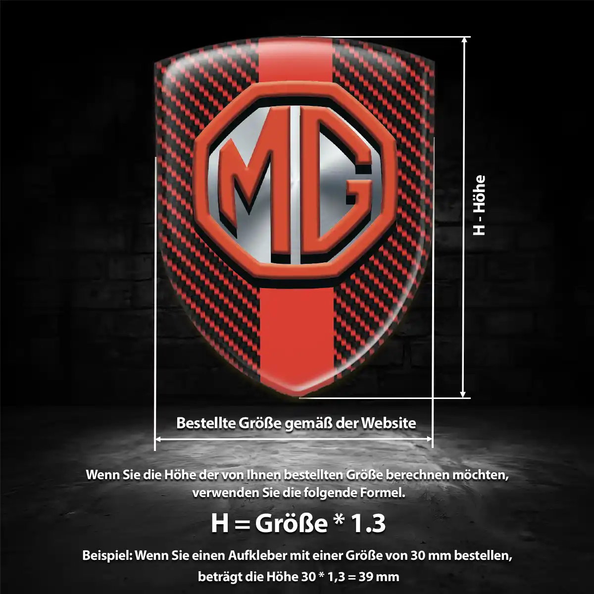 MG Aufkleber 3D Gel Embleme Interieurdesign