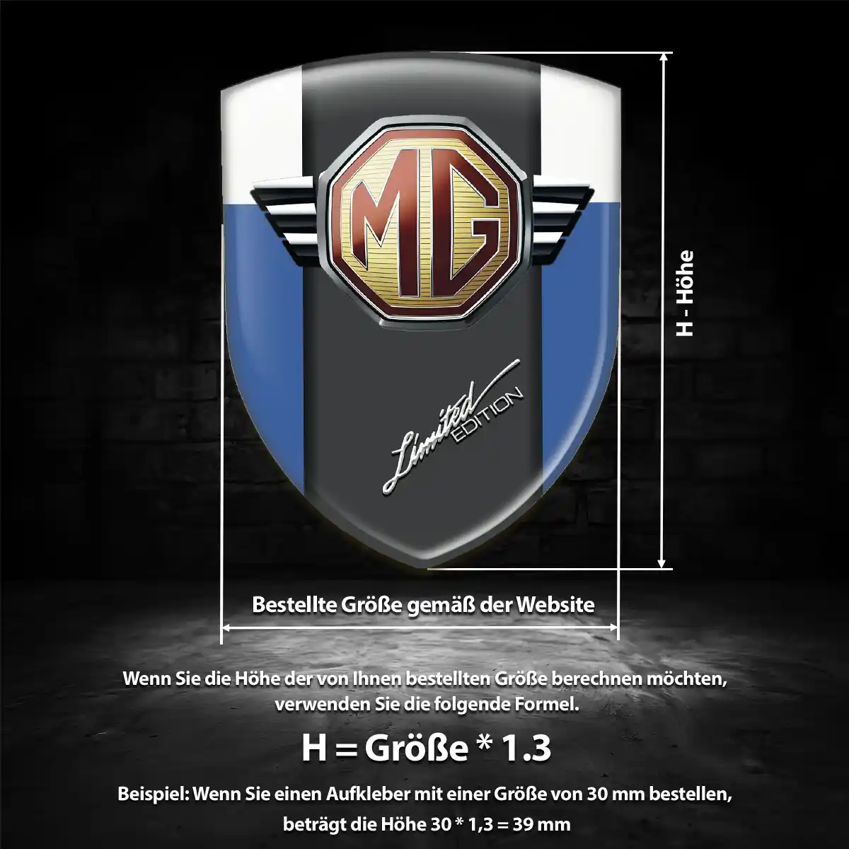 MG Aufkleber 3D Gel Silikon Limitierte Auflage