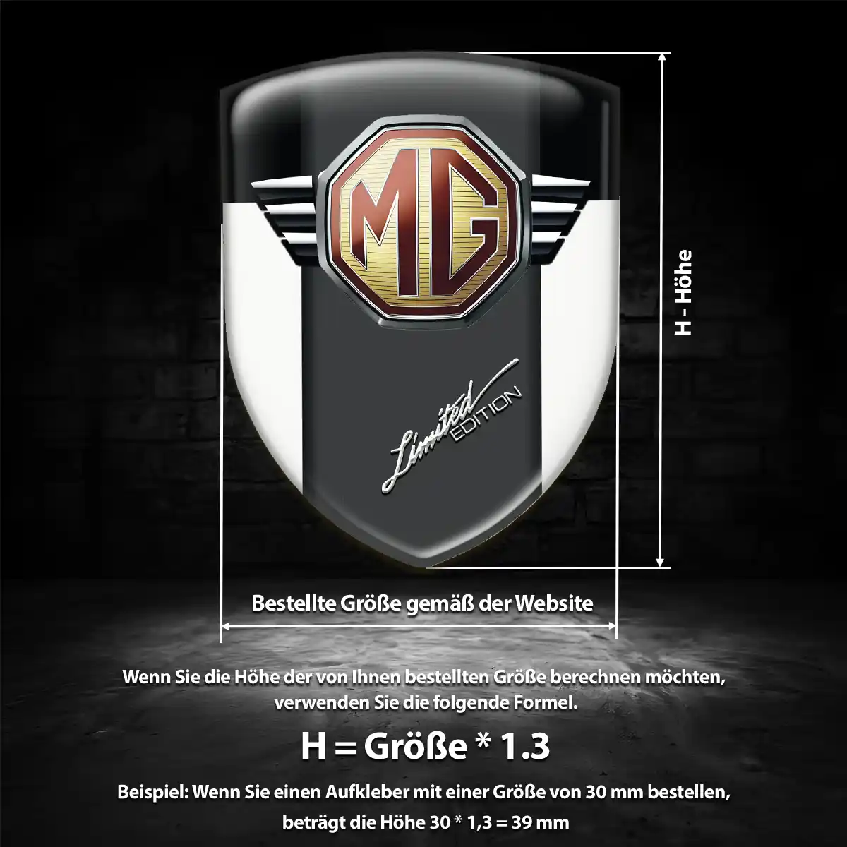 MG Aufkleber 3D Gel Wappen Auto Tuningfahrzeug