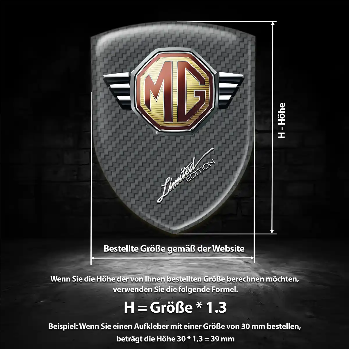 MG Aufkleber 3D Gel Wappen Edles Design