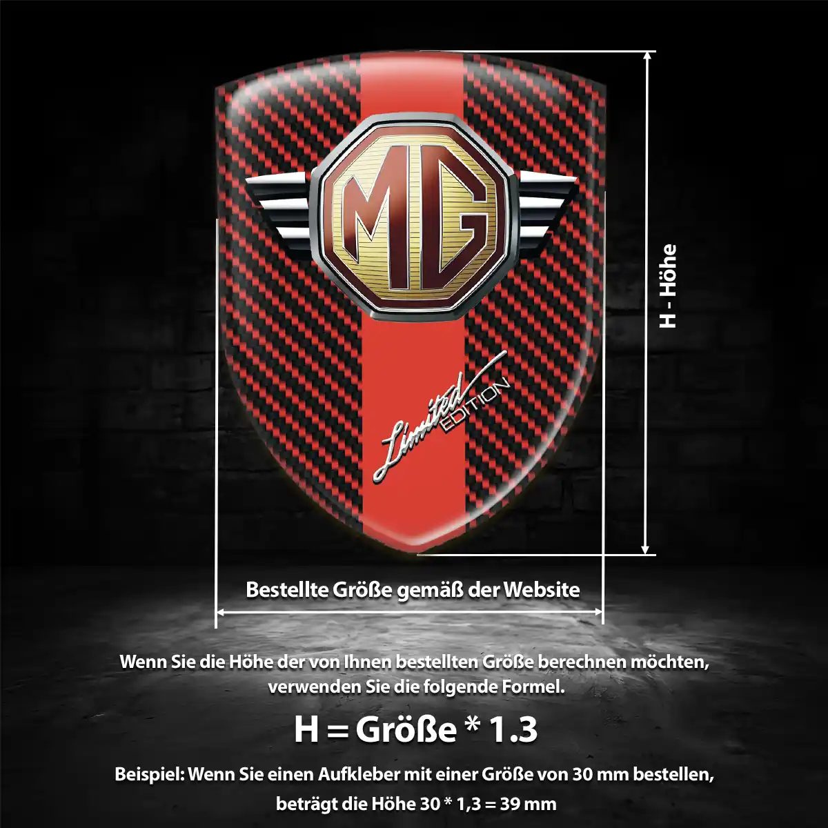 MG Aufkleber 3D Gel Wappen Elegantes Design