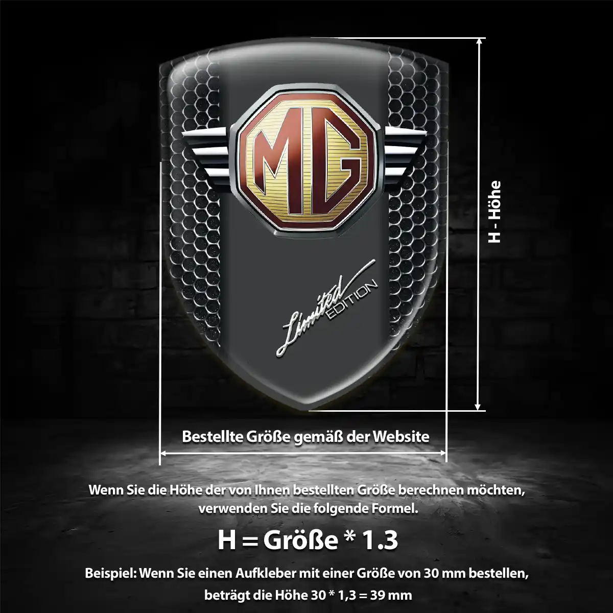 MG Aufkleber 3D Gel Wappen Exterieurdesign