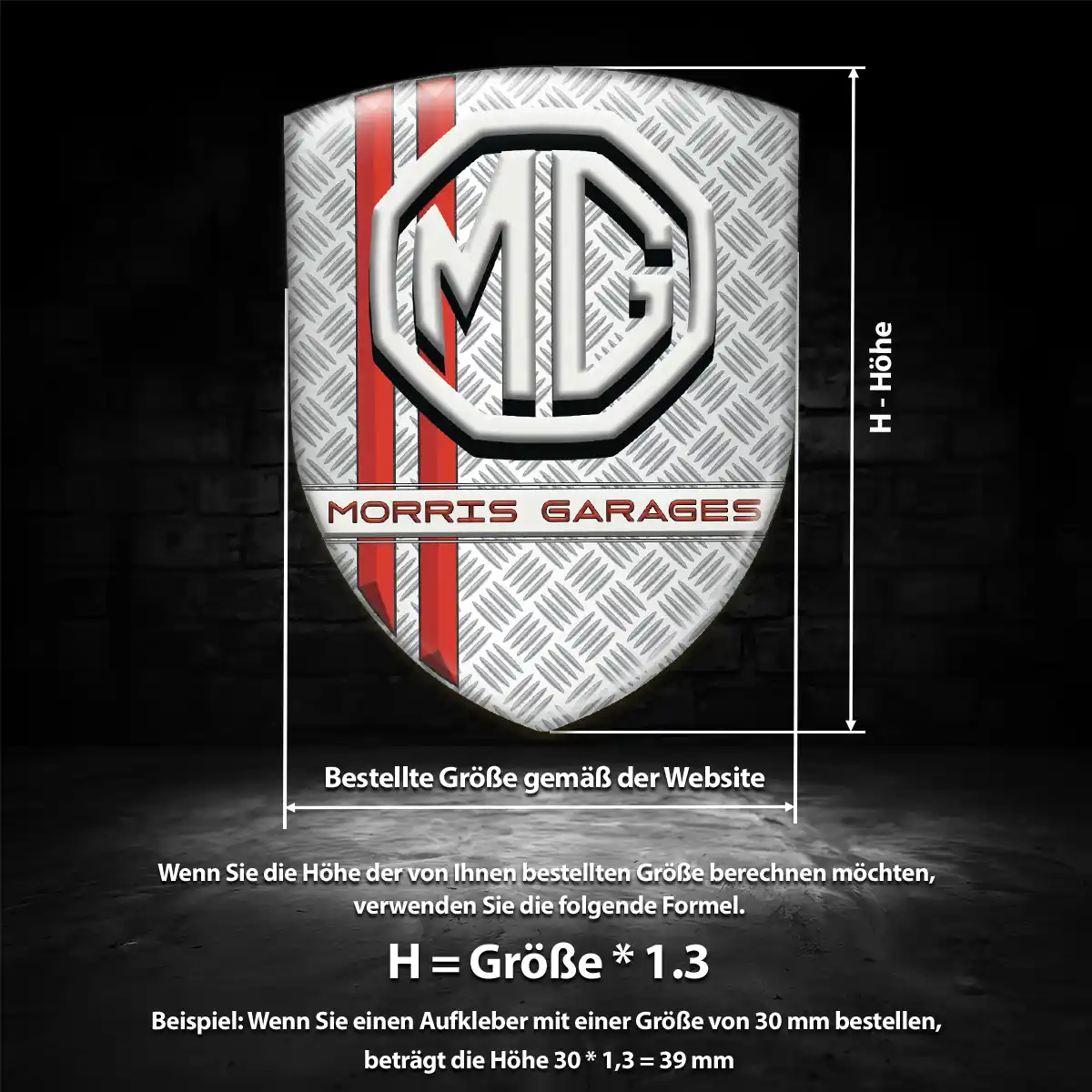 MG Aufkleber 3D Gel Wappen Interieurdesign