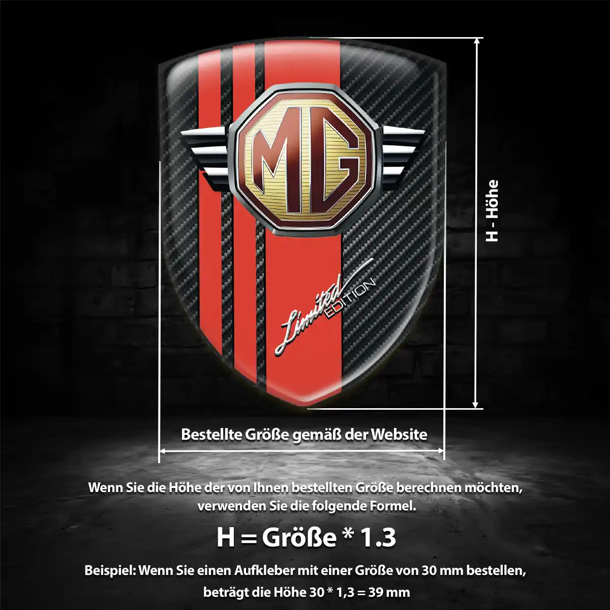 MG Aufkleber 3D Gel Wappen Stilvolles Design