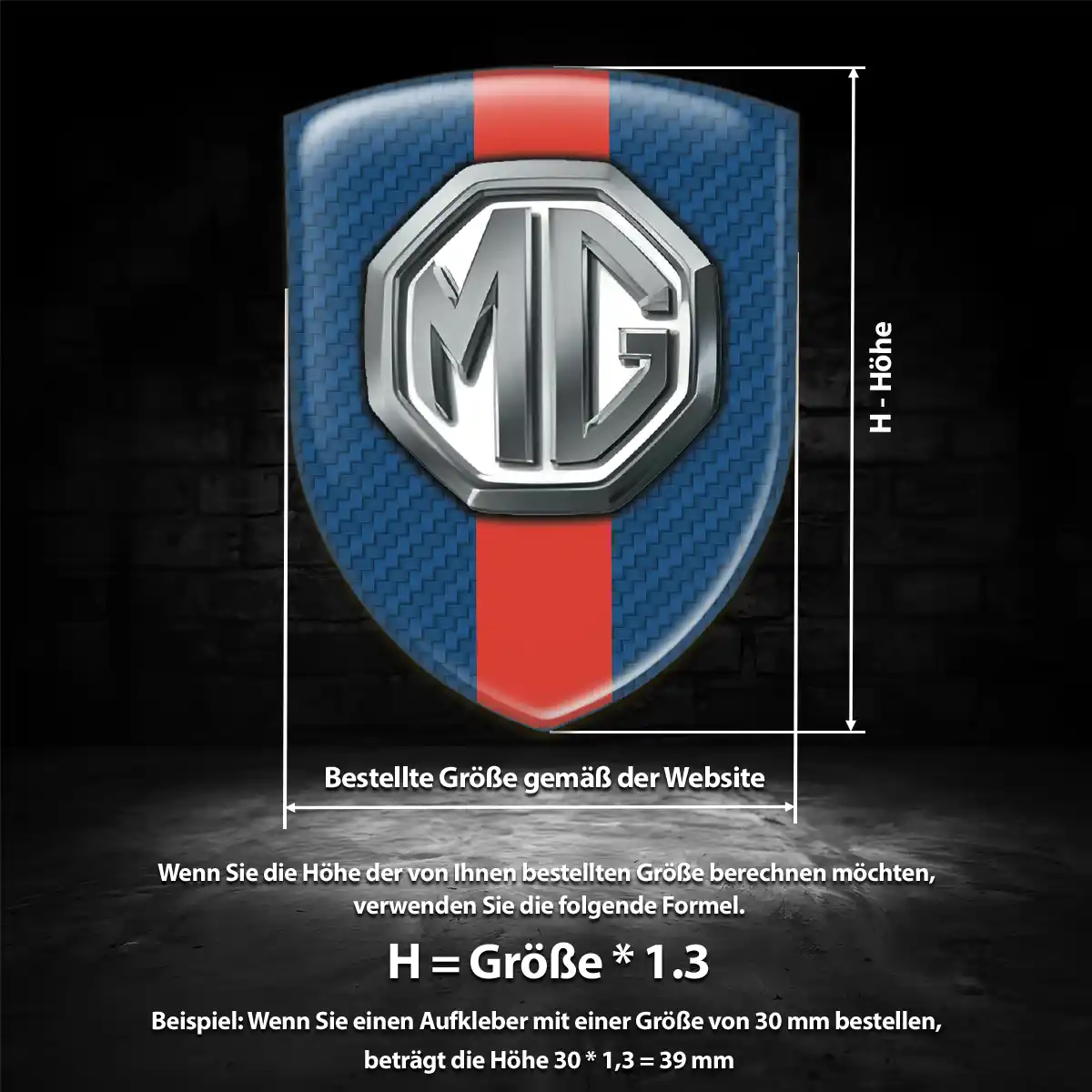 MG Aufkleber Emblem Ausdrucksstarkes Design