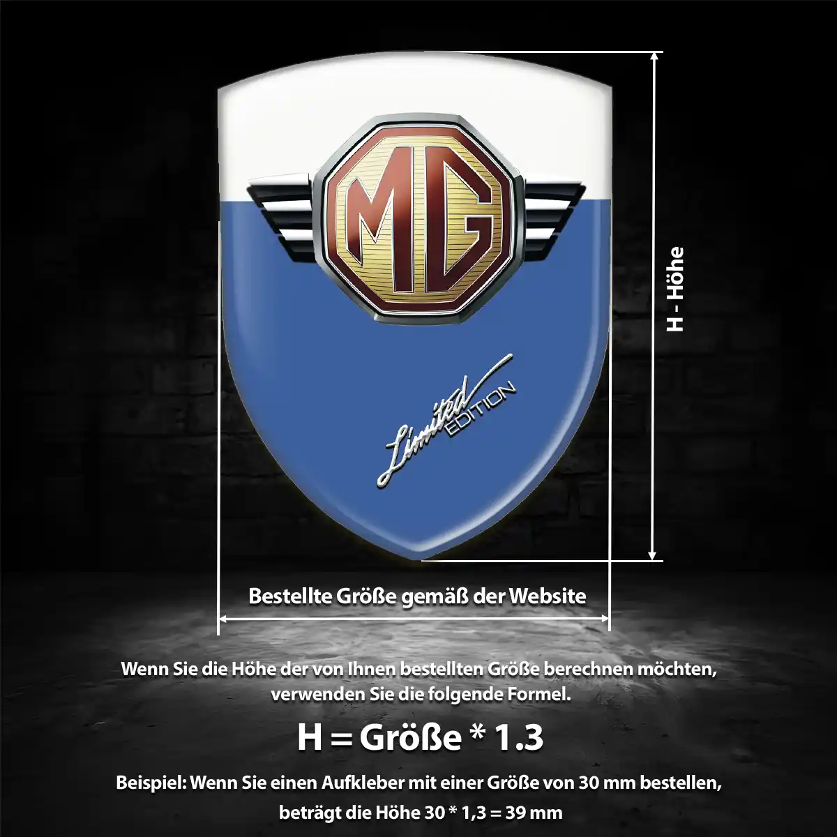 MG Aufkleber Emblem Interieurdesign