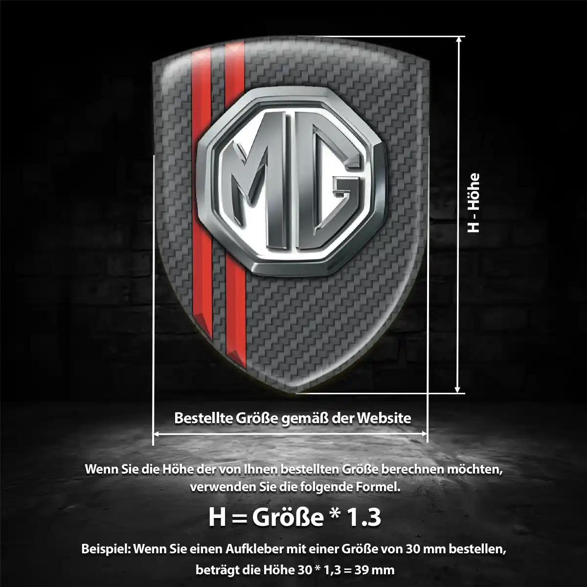 MG Aufkleber Emblem Wappen Interieurdesign