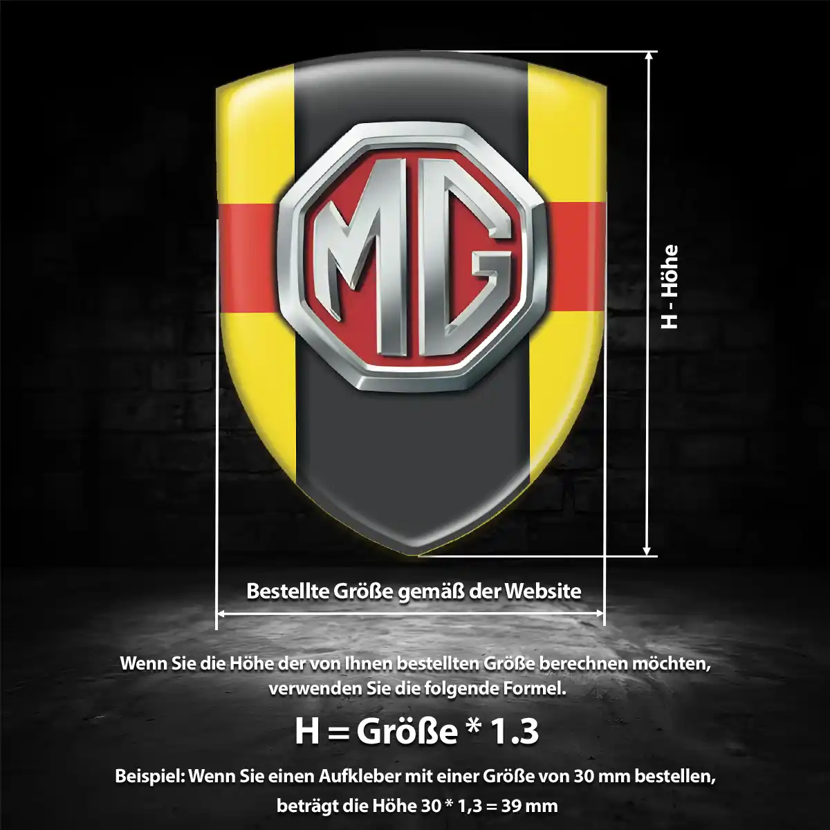 MG Aufkleber Wappen Auto Luxus-Edition