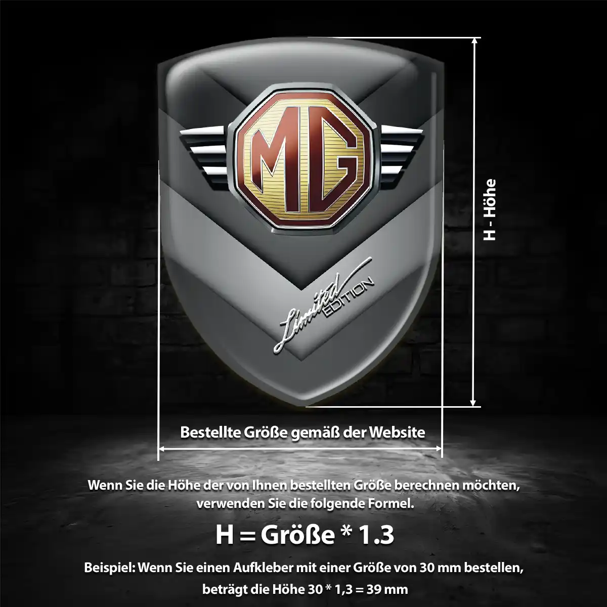 MG Aufkleber Wappen Emblem Hochwertiges Harz