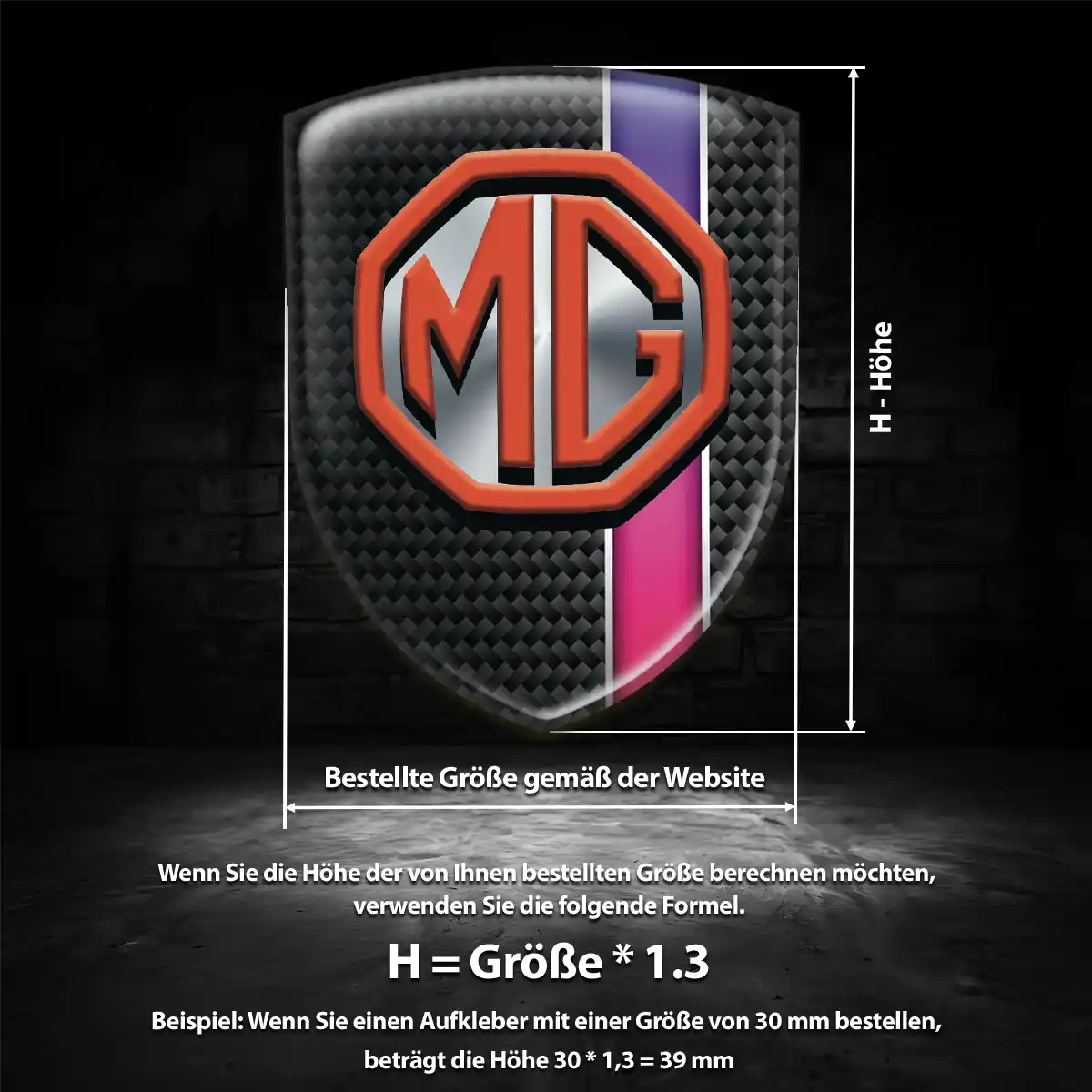MG Aufkleber Wappen Emblem Interieurdesign