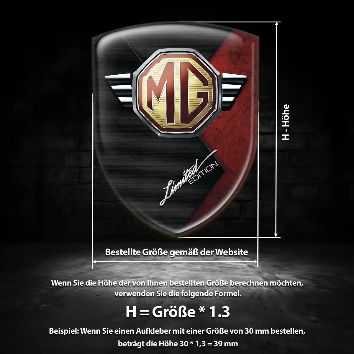 MG Emblem Aufkleber Edles Design