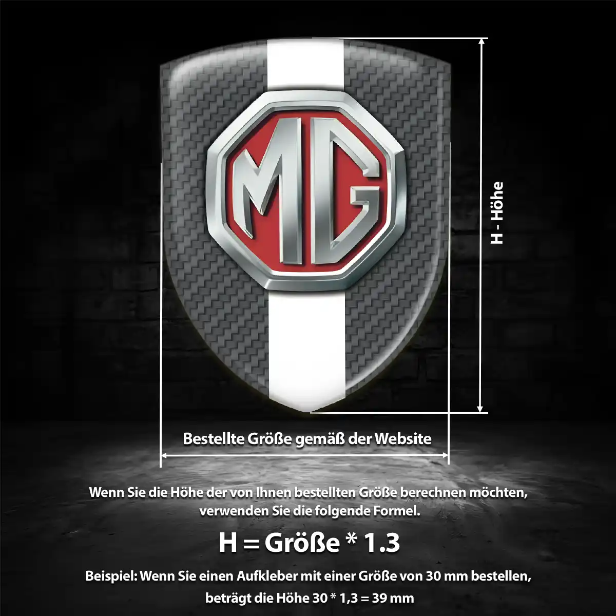 MG Emblem Aufkleber Interieurdesign