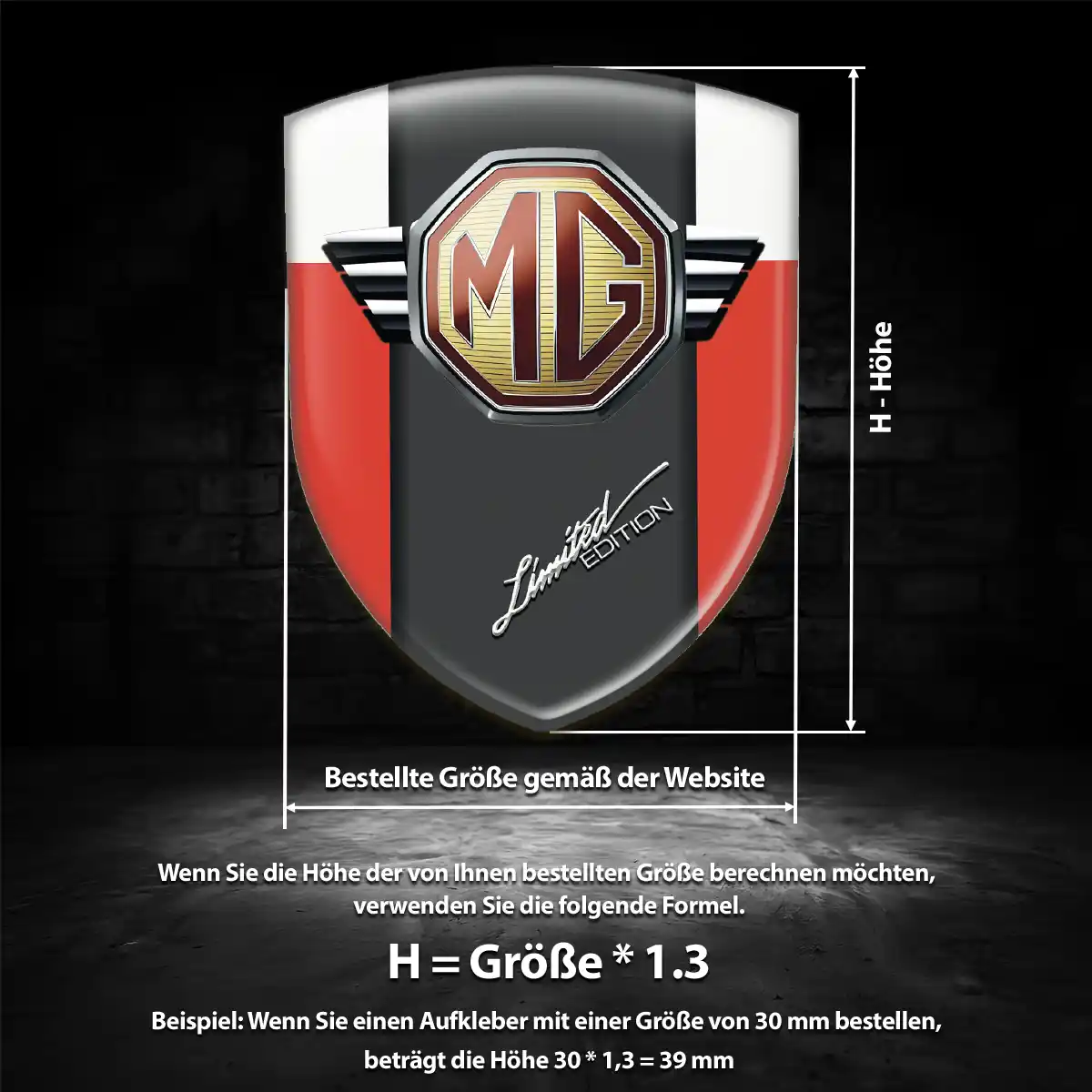 MG Emblem Aufkleber Tuningfahrzeug