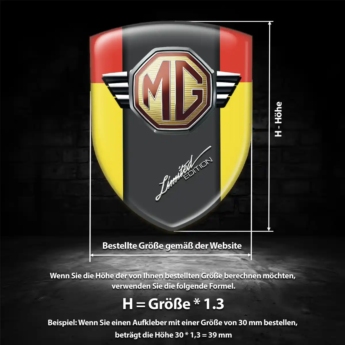 MG Emblem Aufkleber Wappen Ausdrucksstarkes Design