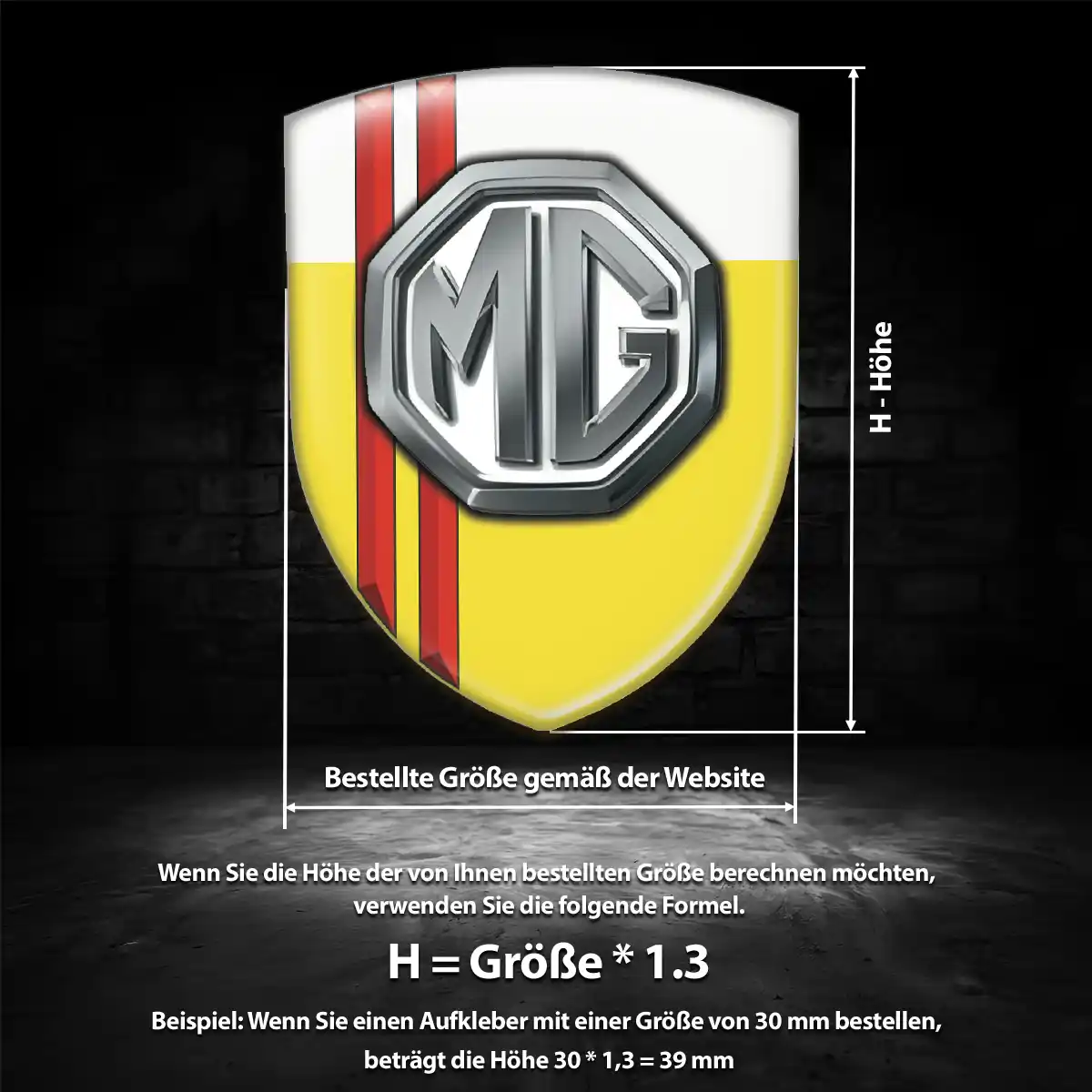 MG Emblem Aufkleber Wappen Hochwertiges Harz
