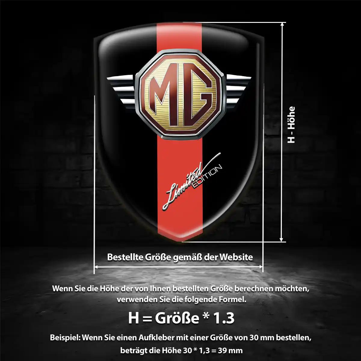MG Emblem Aufkleber Wappen Hohe Qualität