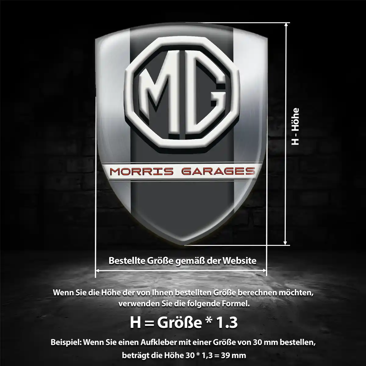 MG Emblem Aufkleber Wappen Interieurdesign