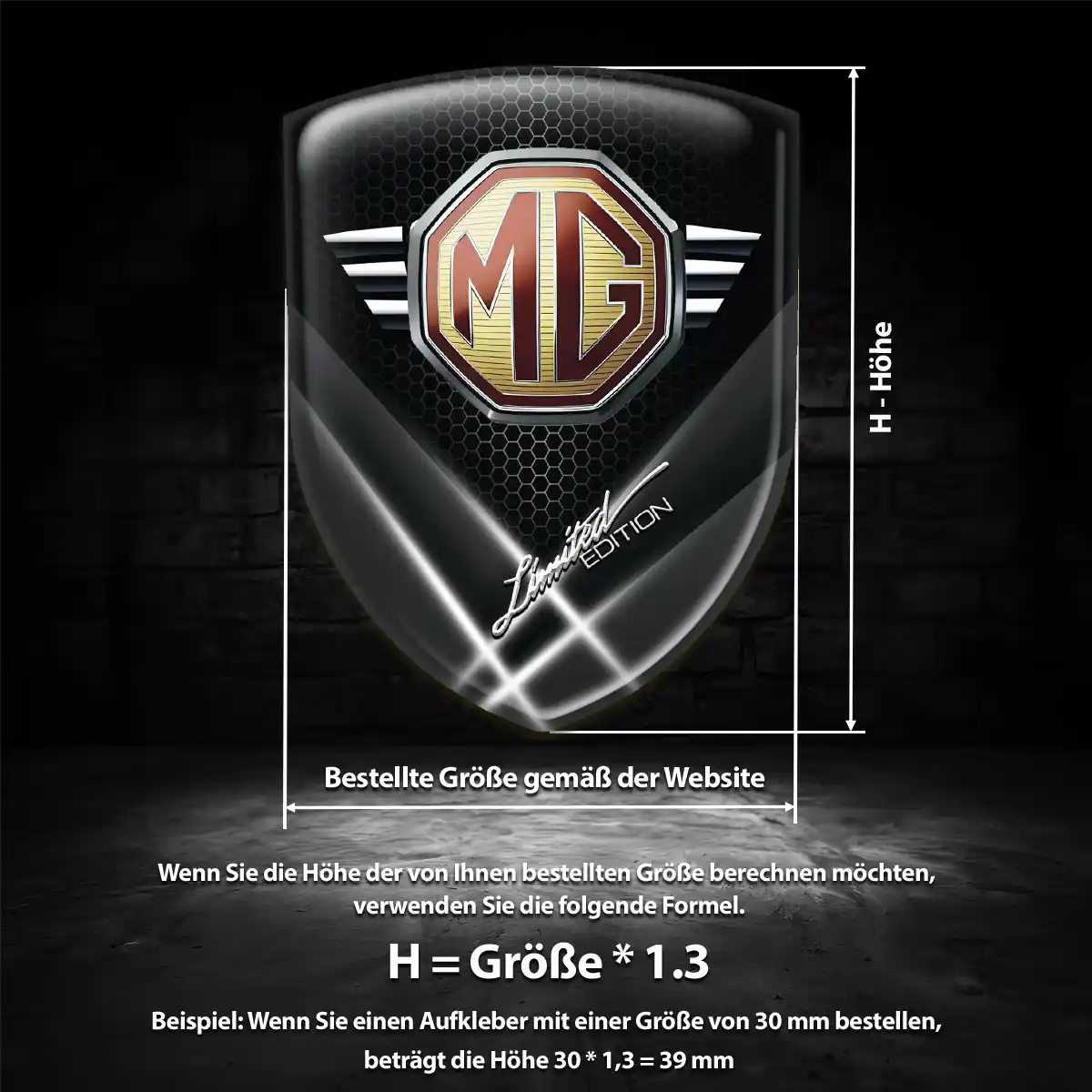 MG Emblem Aufkleber Wappen Tuningfahrzeug