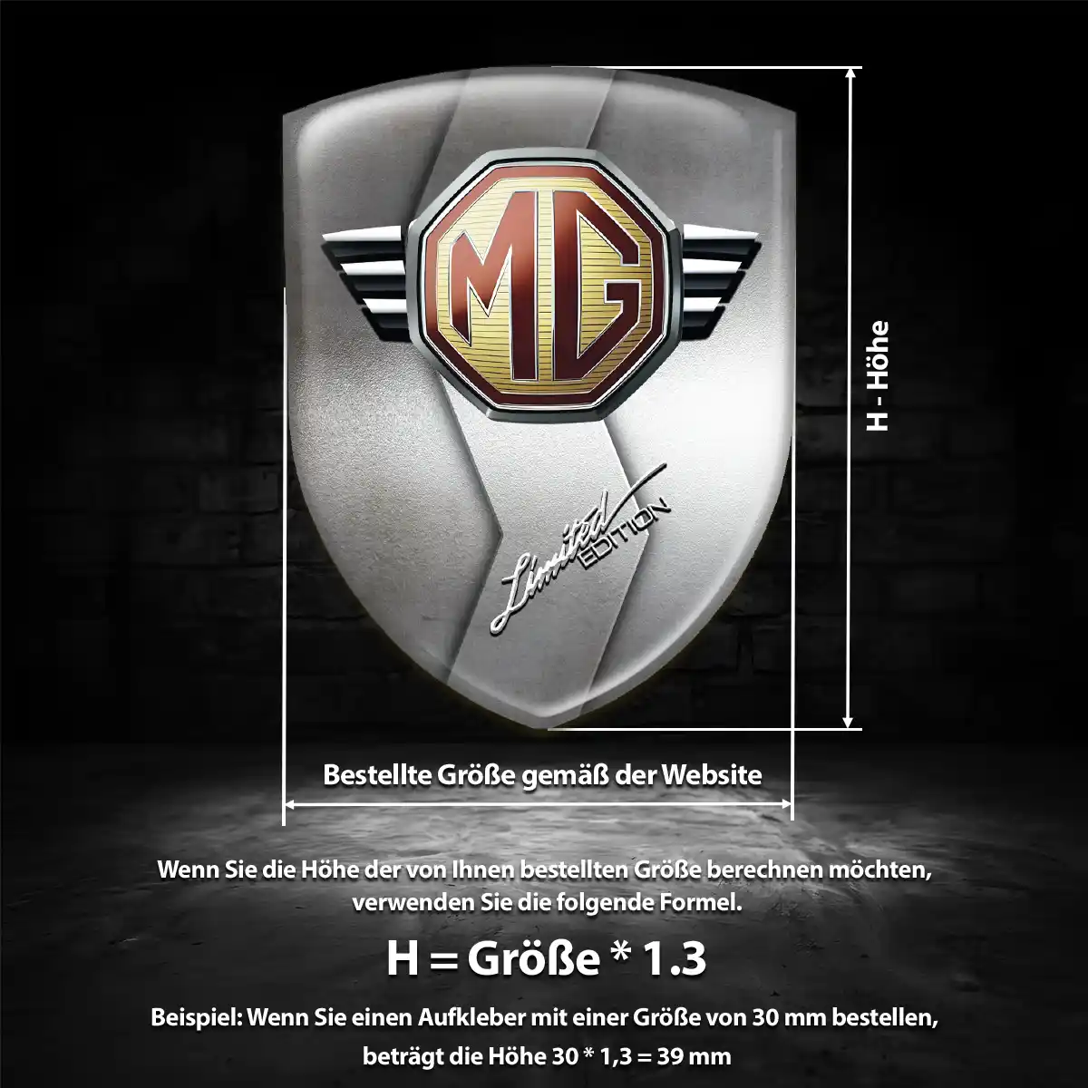 MG Emblem Wappen Aufkleber Ausdrucksstarkes Design