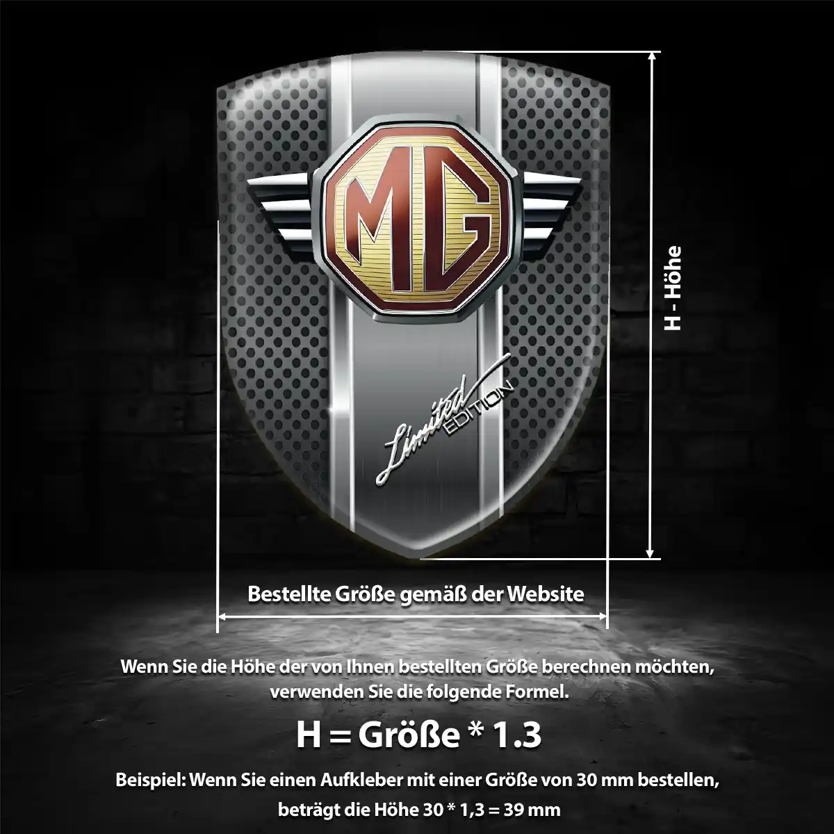 MG Emblem Wappen Aufkleber Auto Hochwertiges Harz