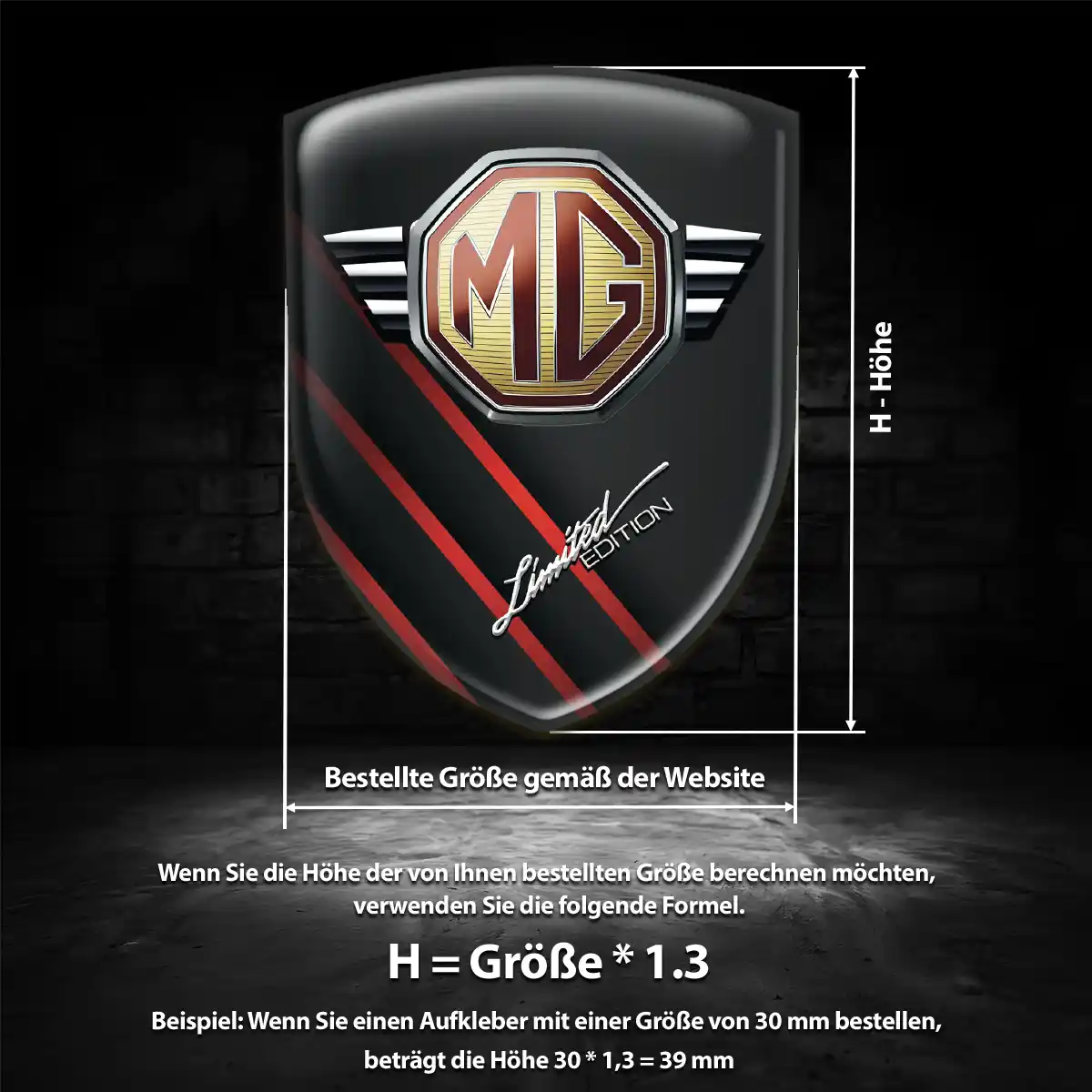 MG Emblem Wappen Aufkleber Auto Luxus-Edition