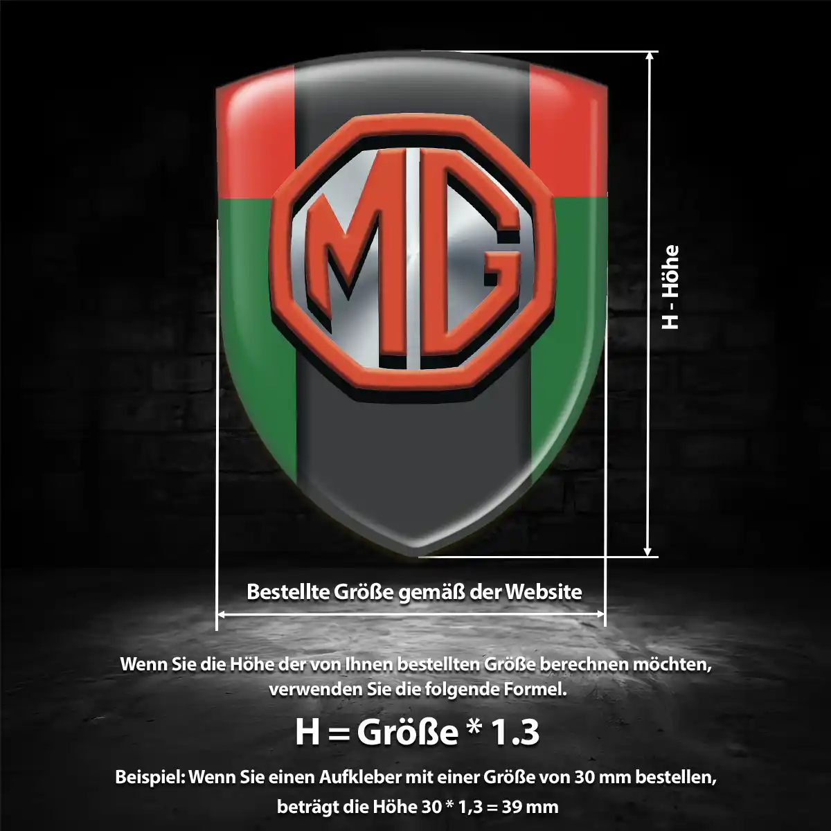 MG Emblem Wappen Aufkleber Auto Premium-Edition