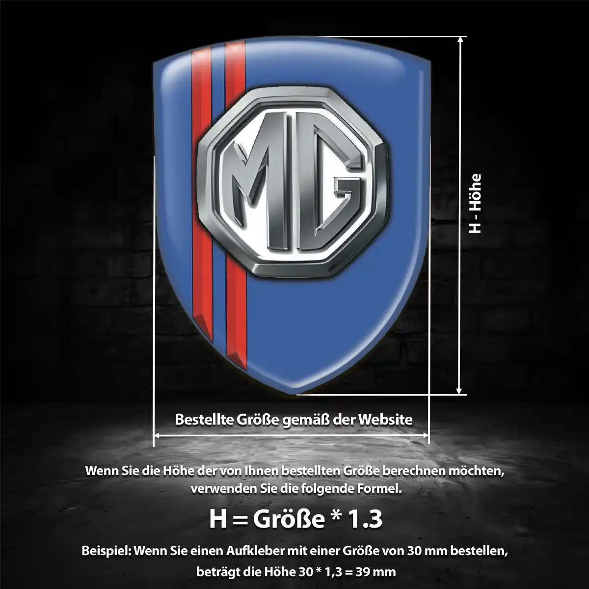 MG Emblem Wappen Aufkleber Elegantes Design