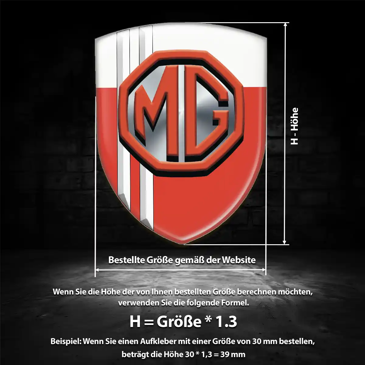 MG Emblem Wappen Aufkleber Exterieurdesign