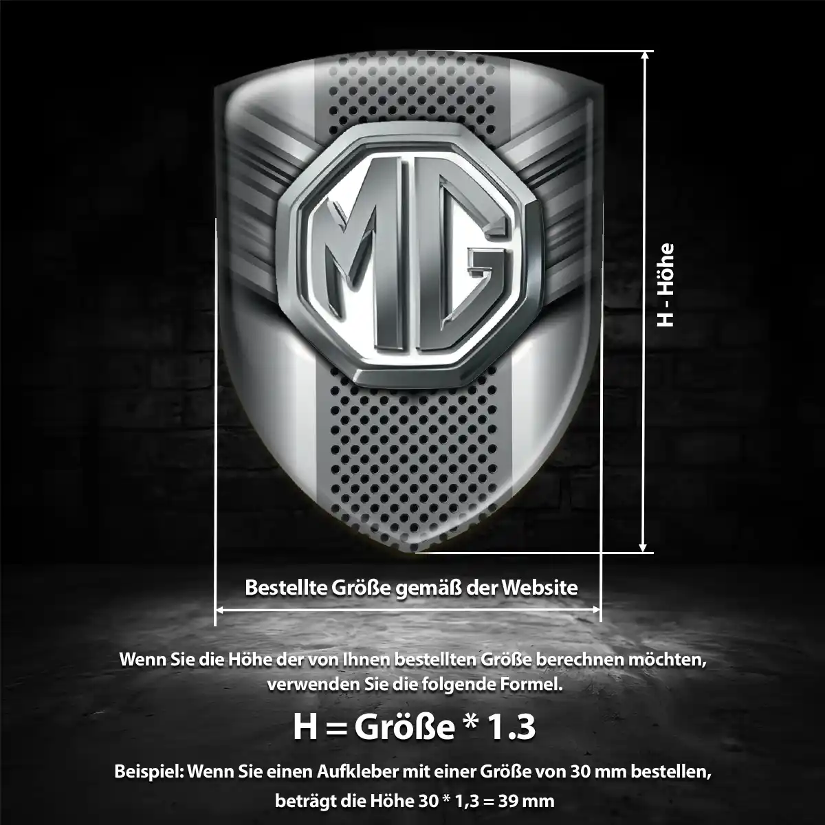 MG Emblem Wappen Aufkleber Hochwertiges Harz