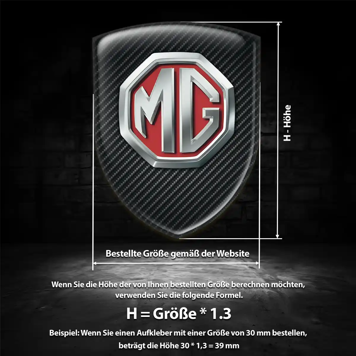 MG Emblem Wappen Aufkleber Interieurdesign