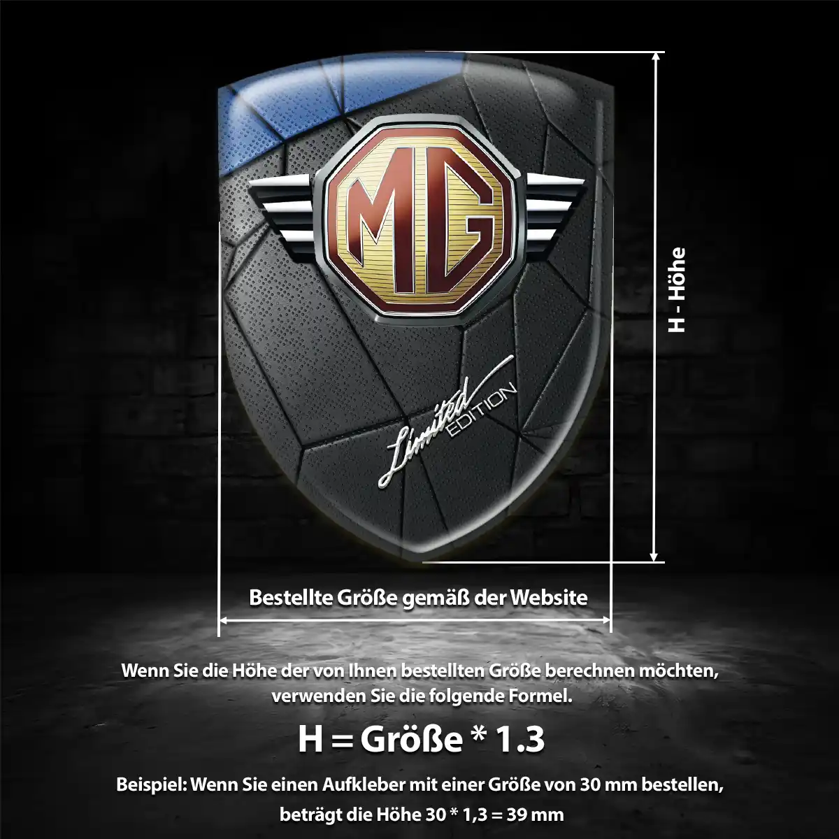 MG Emblem Wappen Aufkleber Luxus-Edition