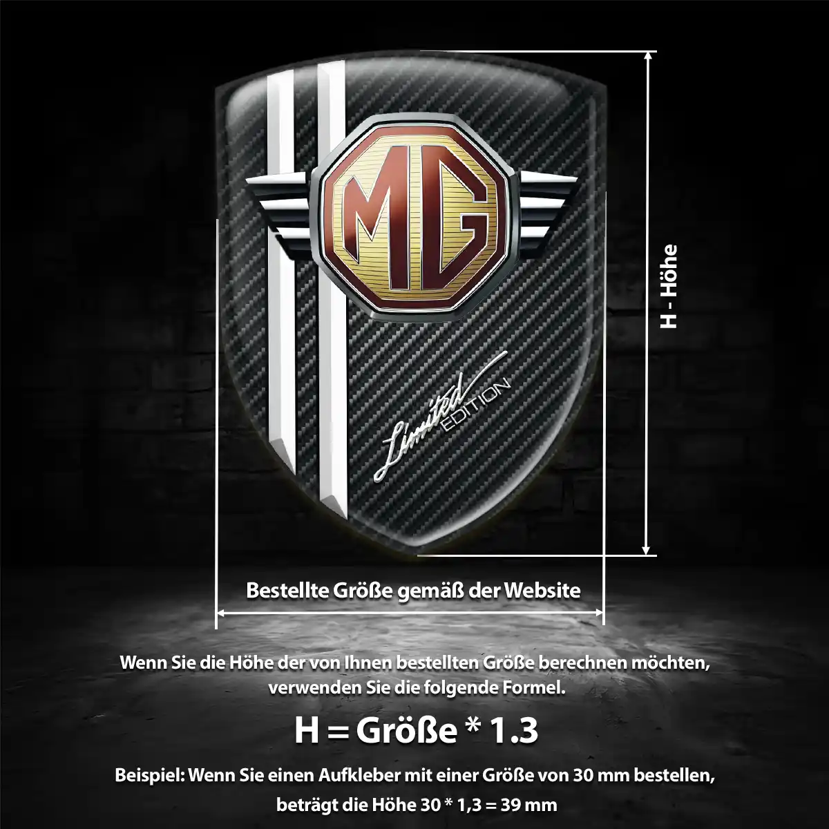MG Emblem Wappen Aufkleber Modernes Design