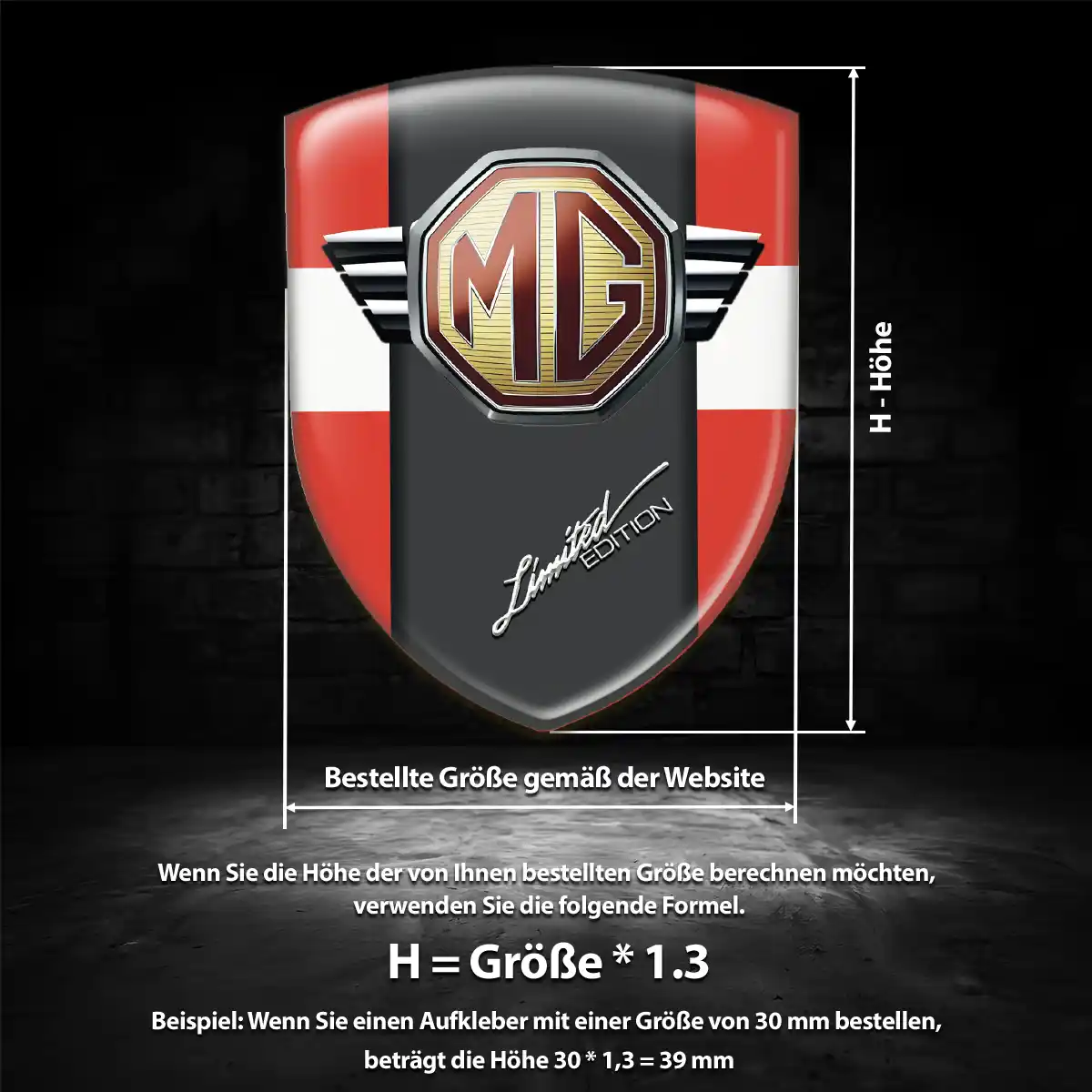 MG Embleme Silikon Aufkleber Premiumqualität