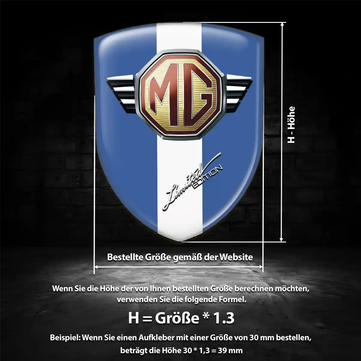 MG Silikon Aufkleber Wappen Interieurdesign