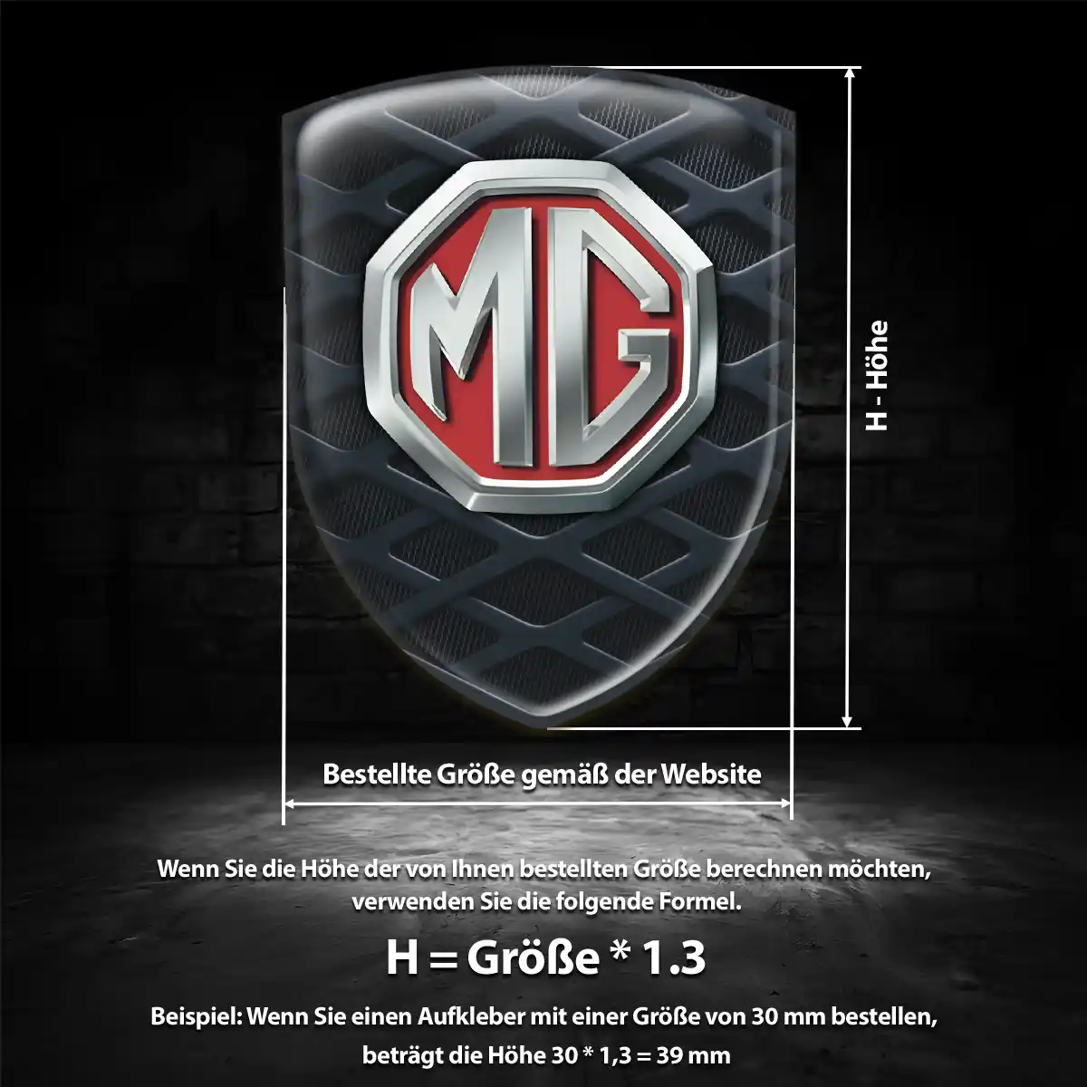 MG Wappen Aufkleber Emblem Hochwertiges Harz