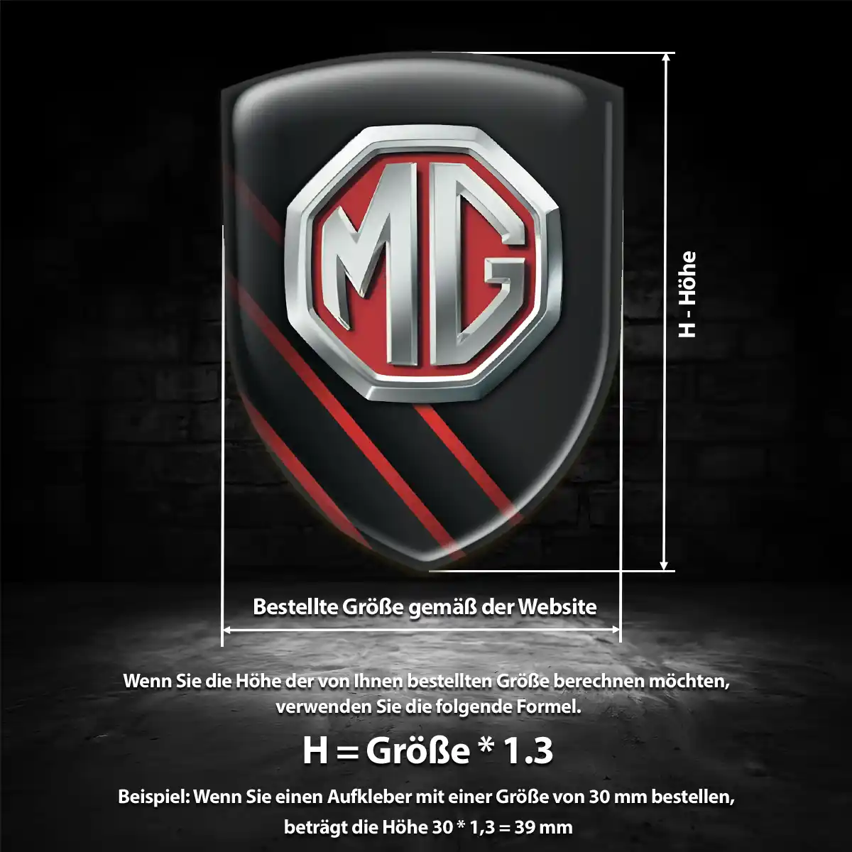 MG Wappen Aufkleber Emblem Interieurdesign