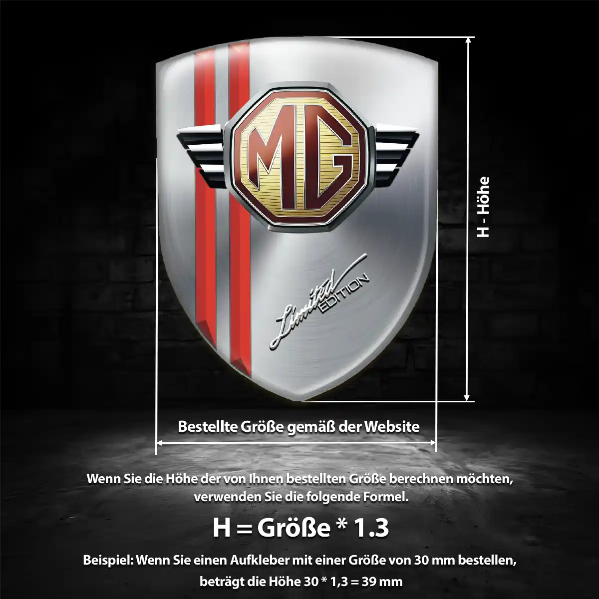 MG Wappen Aufkleber Exterieurdesign