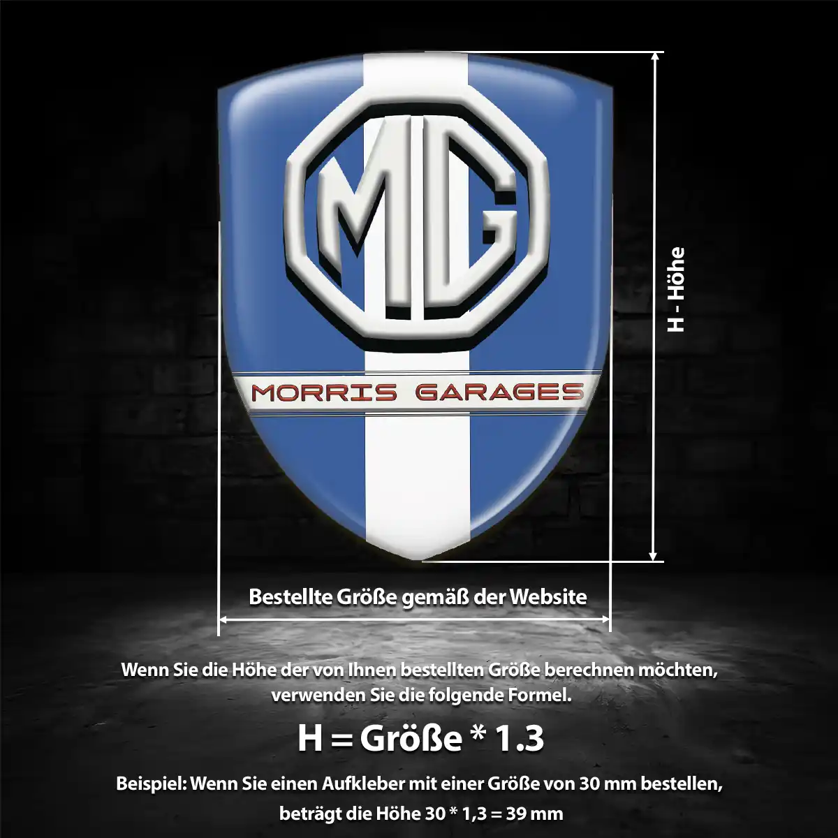 MG Wappen Aufkleber Interieurdesign