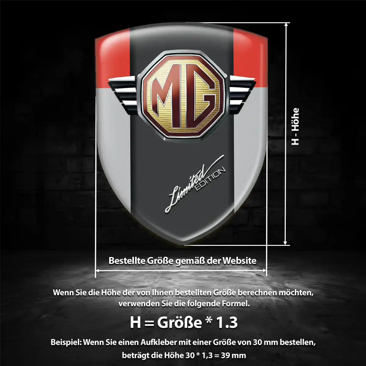 MG Wappen Emblem Aufkleber Anspruchsvolles Design