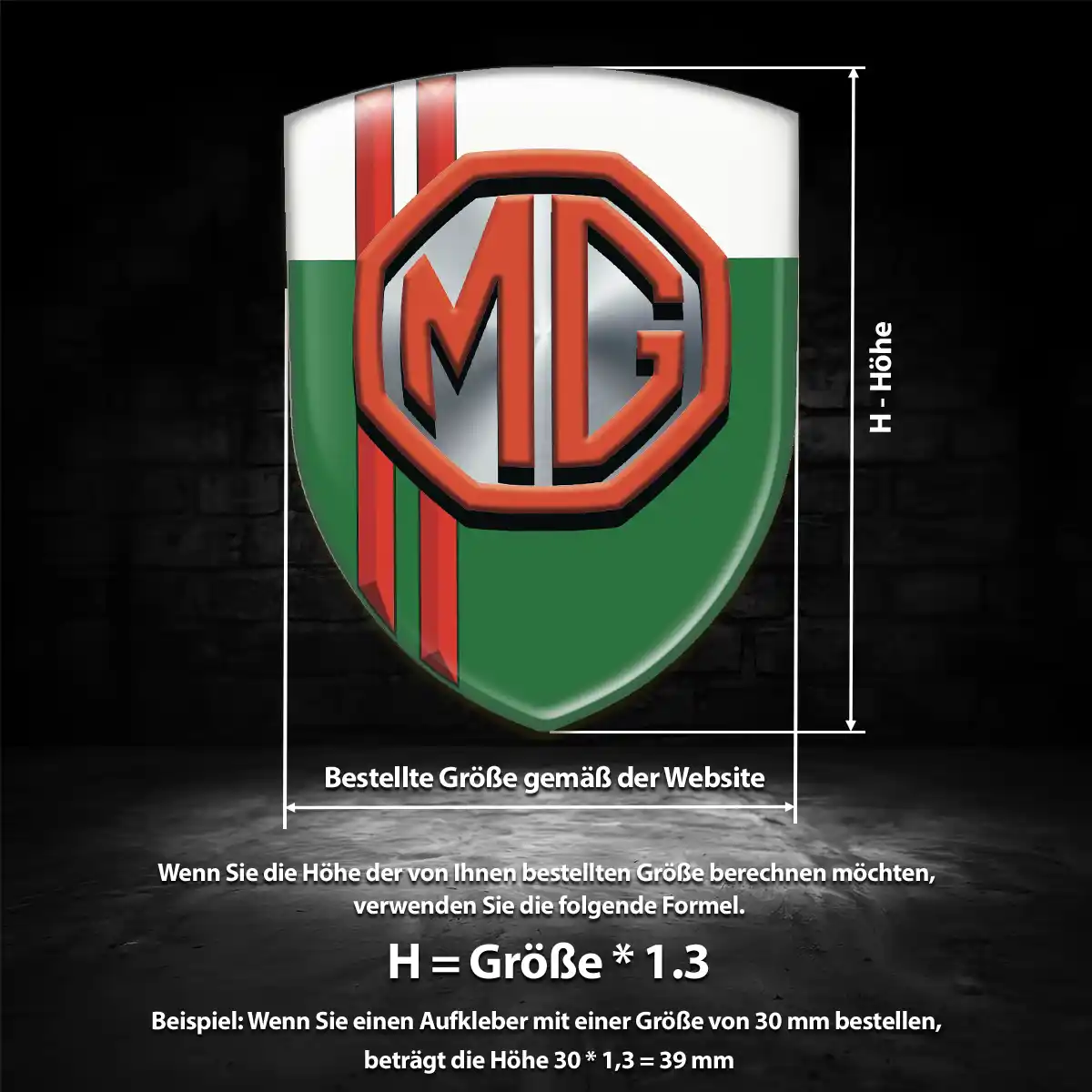 MG Wappen Emblem Aufkleber Ausdrucksstarkes Design