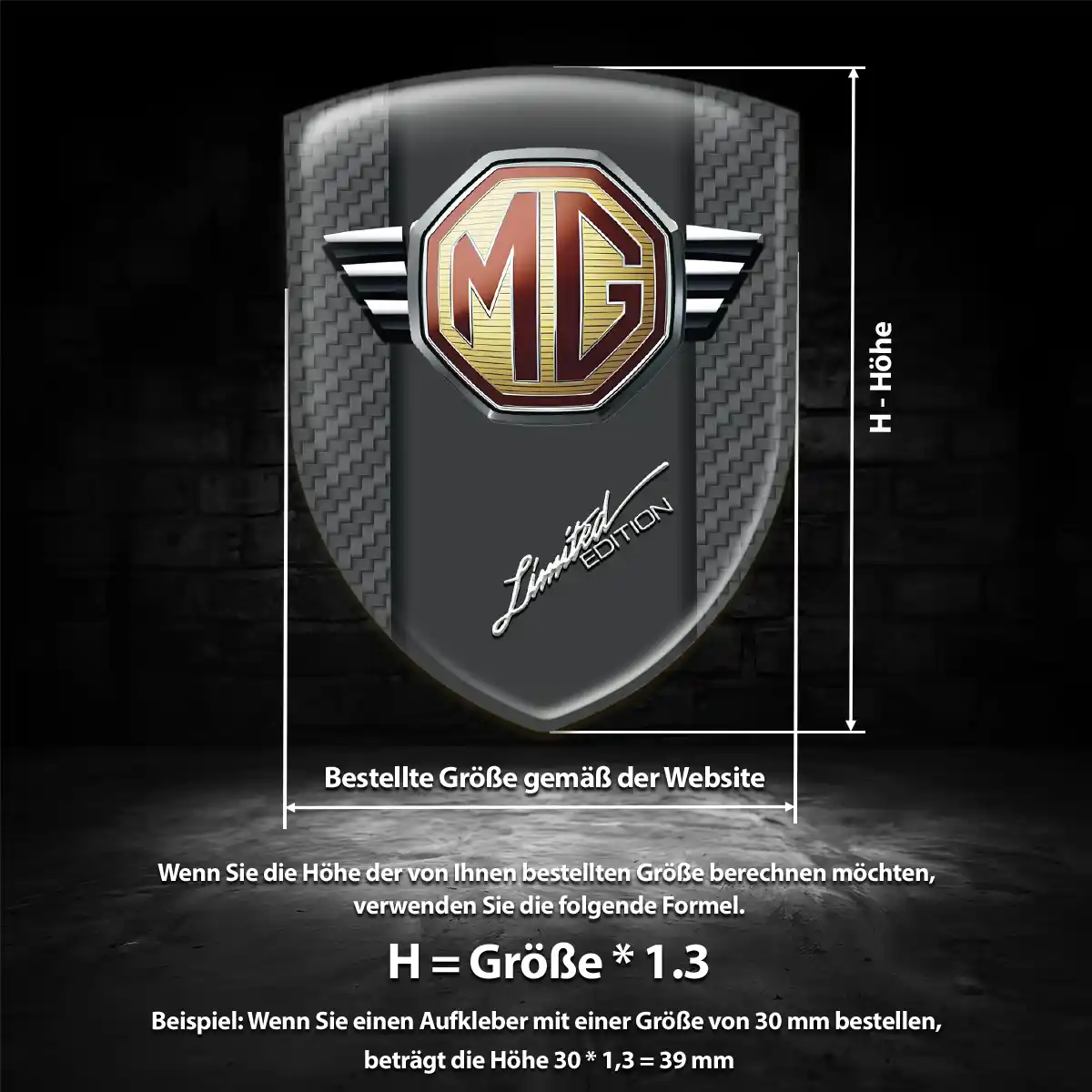 MG Wappen Emblem Aufkleber Auto Hochwertiges Harz