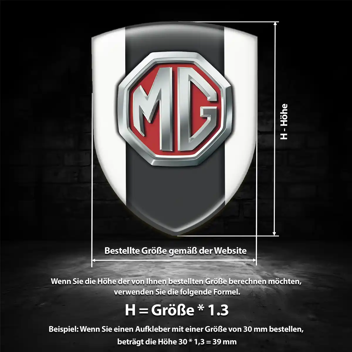 MG Wappen Emblem Aufkleber Auto Premium-Edition