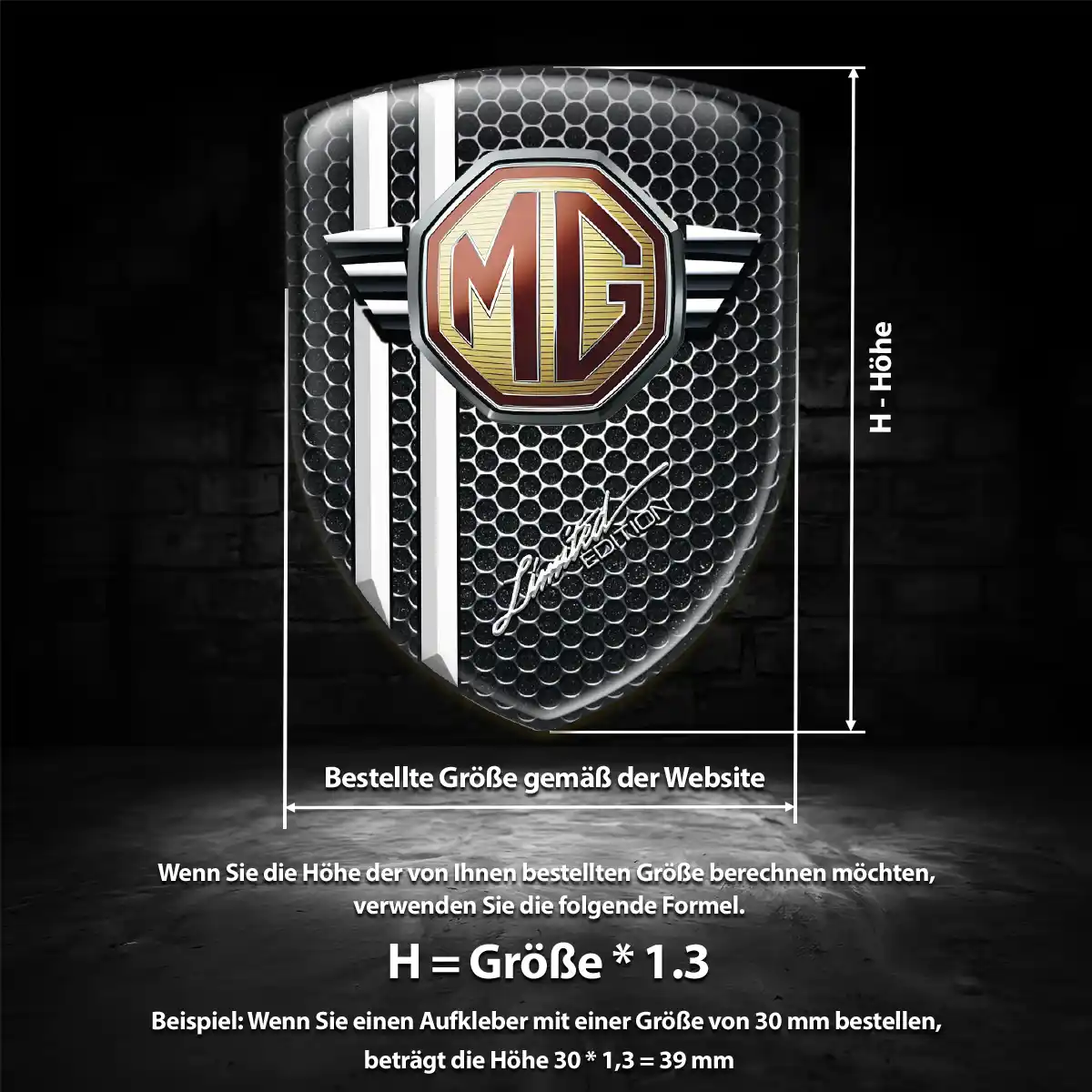 MG Wappen Emblem Aufkleber Edles Design