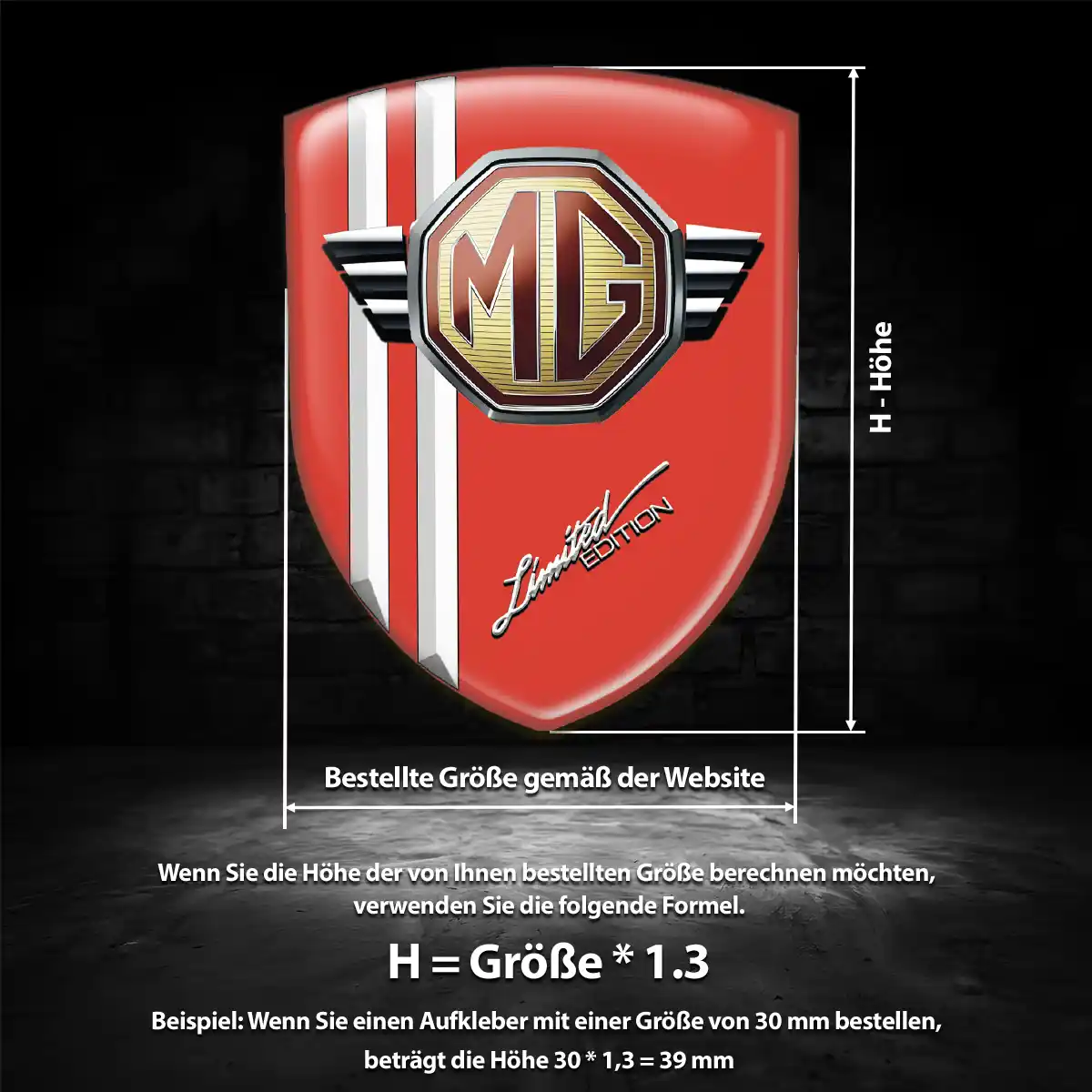 MG Wappen Emblem Aufkleber Hochwertiges Harz