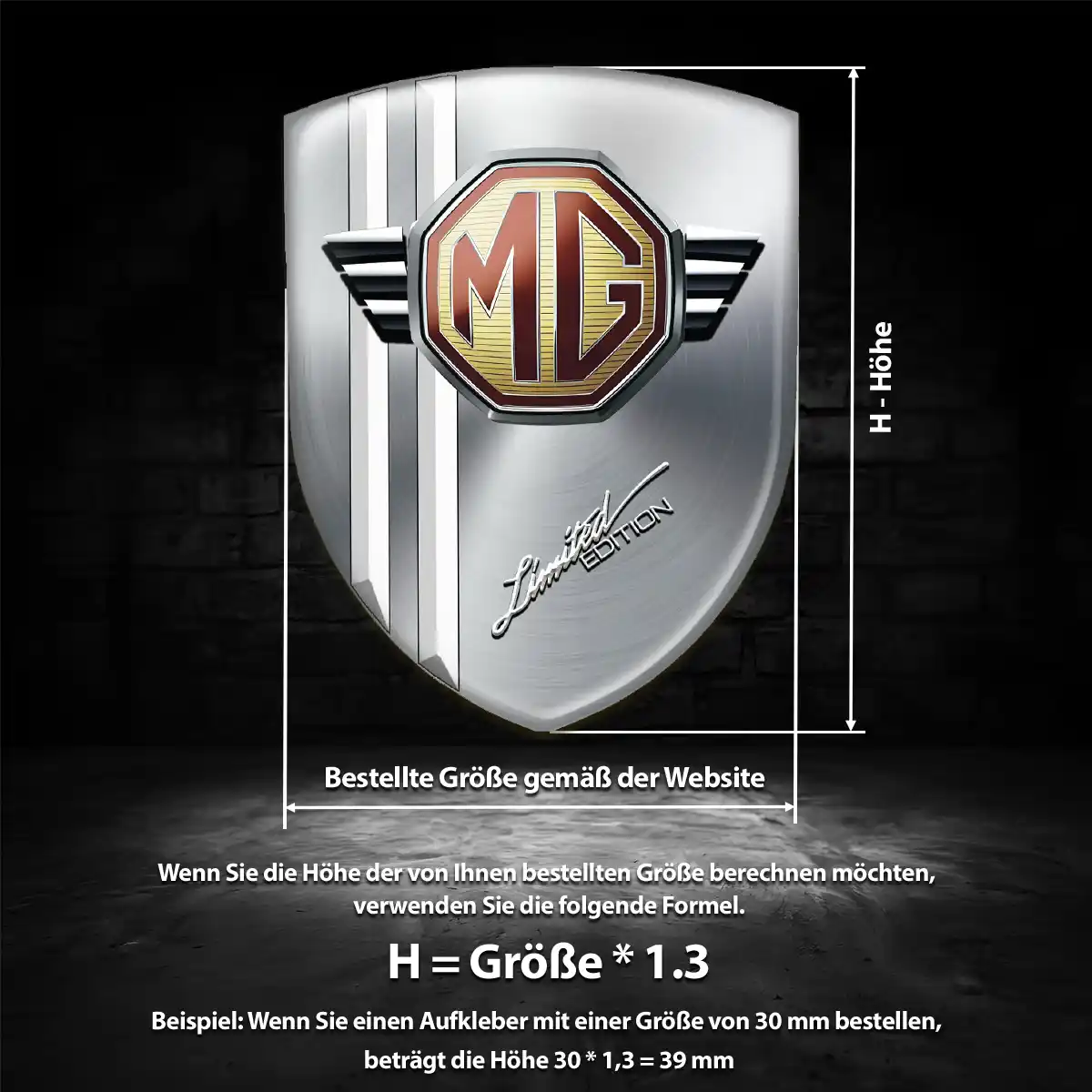 MG Wappen Emblem Aufkleber Interieurdesign