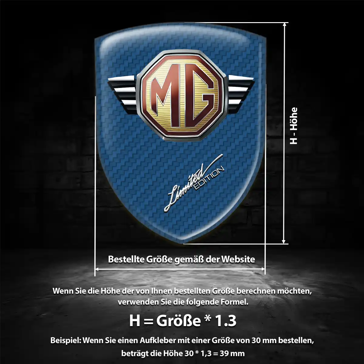 MG Wappen Emblem Aufkleber Tuningfahrzeug
